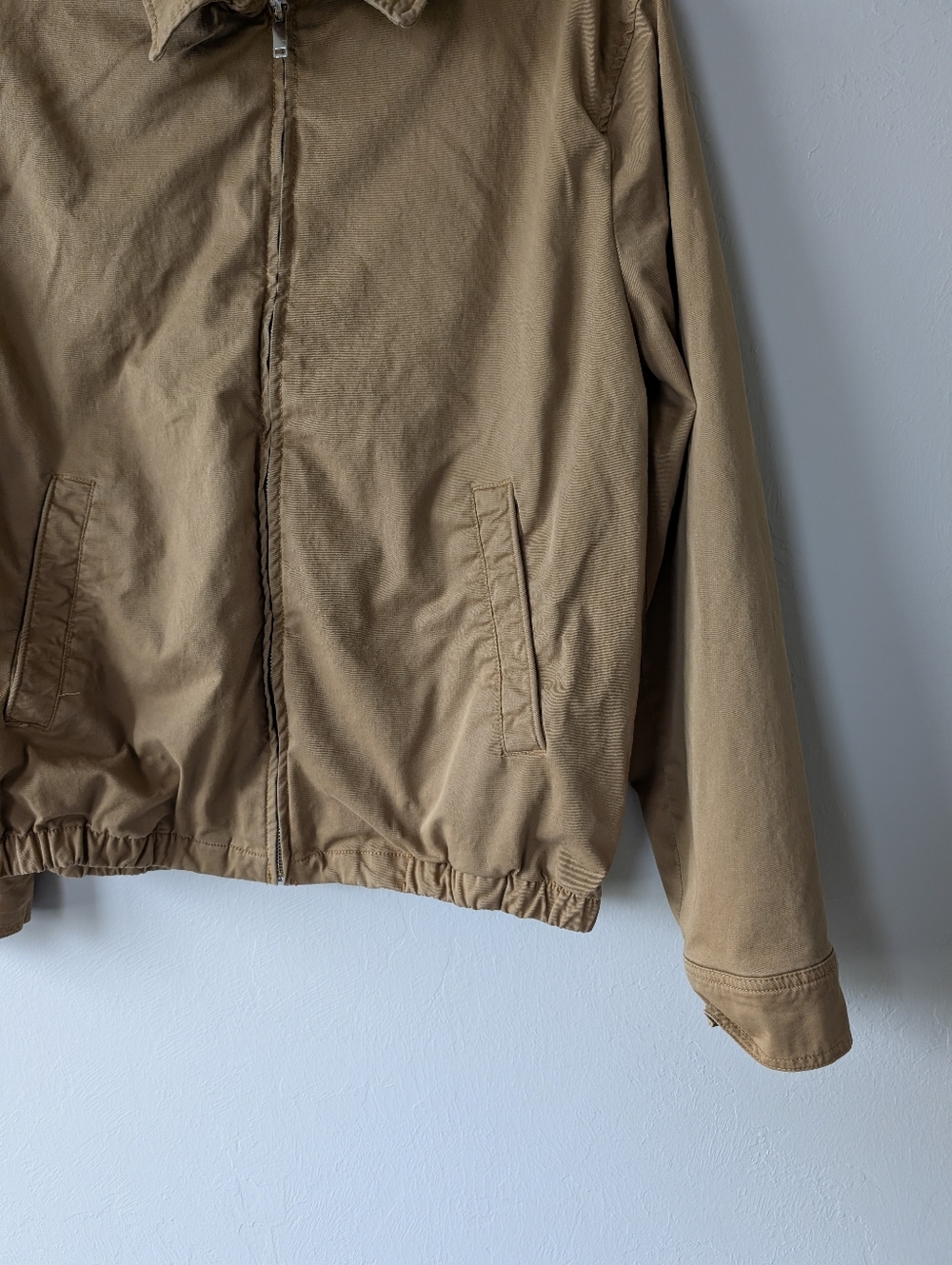 Denim & Flower Brown Bomber Jacket Zip Up Size L Utility Casual Elastic Hem - Picture 3 of 14